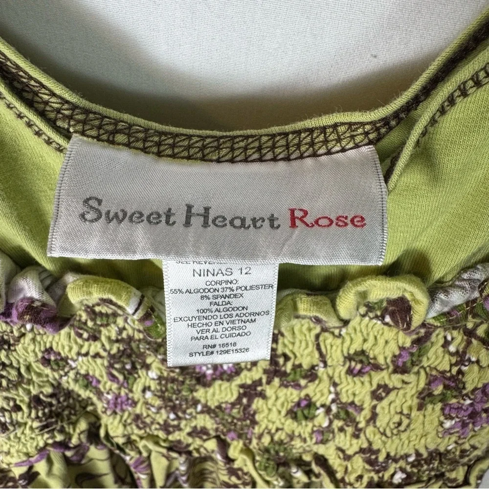 Sweet Heart Rose Green Brown Sleeveless Sundress Girls Size 12